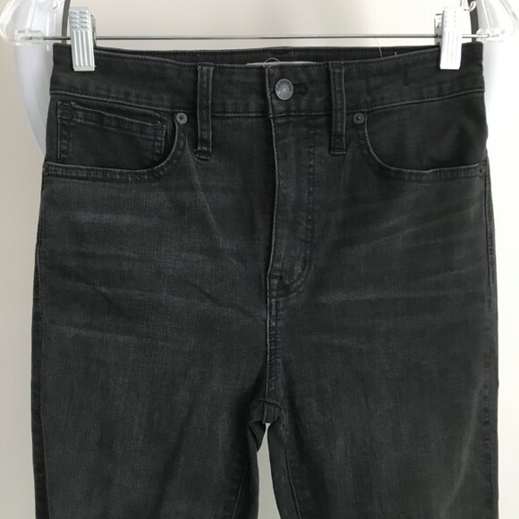 MADEWELL 5 Pocket Black Wash Curvy High Rise Raw Hem Distressed Skinny Jeans - Picture 6 of 14